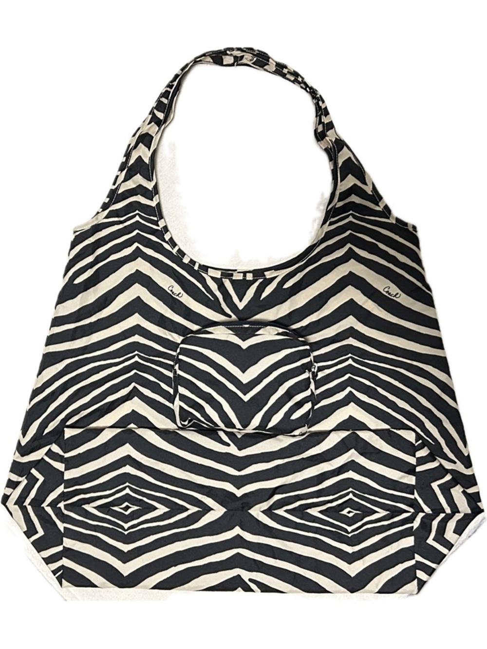 COACH Poppy Animal Print Nylon Folding Tote Bag